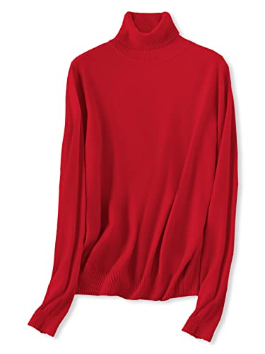 SANGTREE Weicher Rollkragenpullover für Damen, Rot/Ausflug, einfarbig (Getaway Solids), Groß von SANGTREE