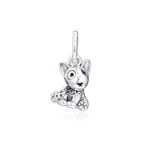 Damen Charm Bullterrier Welpe Mode 925 Sterling Silber Charms Perlen Für Mama Mädchen, Kompatibel Mit Allen Europäischen Armbändern von SANHUA