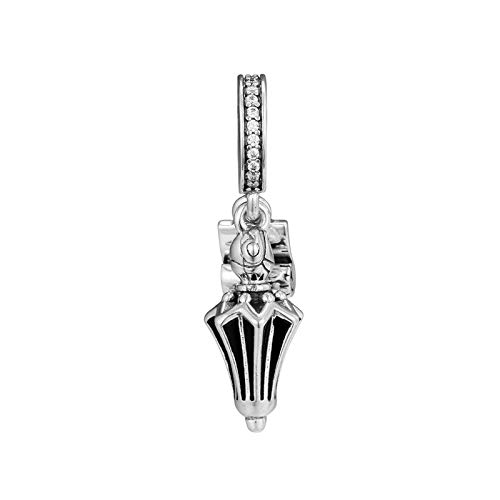 Damen Charm Mary Poppins Schwarz Emaille Farbe Regenschirm Baumeln Kette Charms Perlen Für Armbänder/Halsketten Diy 925 Sterling Silber Schmuck von SANHUA