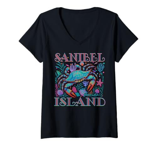 Damen SANIBEL ISLAND FLORIDA BLUE CRAB SUMMER STRAND VACATION GIFTS T-Shirt mit V-Ausschnitt Damen SANIBEL ISLAND FLORIDA BLUE CRAB SUMMER STRAND VACATION GIFTS T-Shirt mit V-Ausschnitt von SANIBEL ISLAND FLORIDA BLUE CRAB VACATION