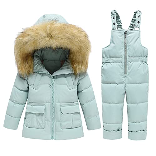 SANMIO Kids Baby Toddler Winter Snowsuit Polka Dot Puffer Jacket Hoodie Coat Down Snowpants Bib Down Coat 2 Piece Clothing Outfit Set von SANMIO