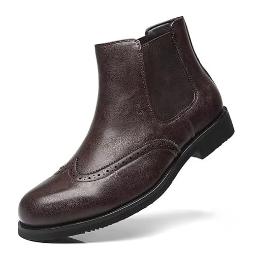 SANNAX Herren Chelsea Stiefel Boots Stiefeletten Business Formelle Mokassins Abendschuhe Formal(EU46,Braun) von SANNAX