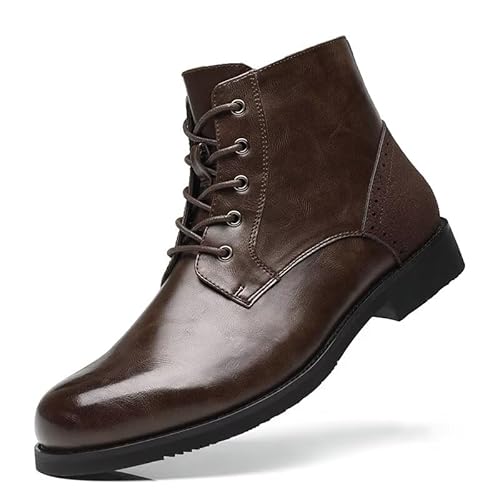 SANNAX Herren Chelsea Stiefel Boots Stiefeletten Business Formelle Mokassins Abendschuhe Formal(EU46,Braun) von SANNAX