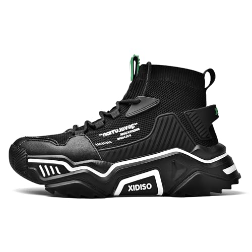 SANNAX Herren Sportschuhe Atmungsaktive Turnschuhe Leicht Wanderschuhe High Top Sneakers Outdoor Fitnessschuhe Lässige Designerschuh, Schwarz, 44 EU von SANNAX