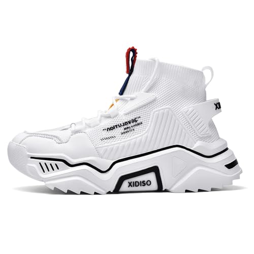 SANNAX Schuhe Herren Mode Turnschuhe Wanderschuhe High Top Sneakers lässige Designerschuhe(Weiß 01, EU 40) von SANNAX