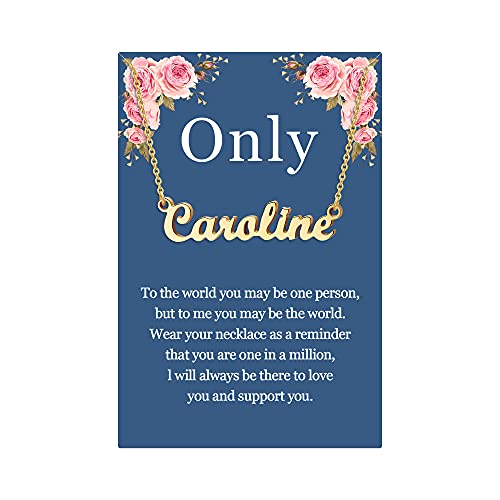 SANNYRA Namenskette, personalisierbar, 18 Karat vergoldet, versilbert, personalisierbar, Schmuckgeschenke für Frauen, Pre-made Name, Edelstahl, Kein Edelstein von SANNYRA