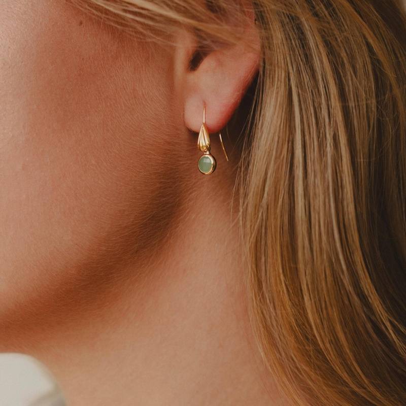 Ohrringe Grün | Hängeohrringe Minimalistisch Gold Hängend Mit Grünem Stein Ohrhänger Grüner Ohrringe Grün | Hängeohrringe Minimalistisch Gold Hängend Mit Grünem Stein Ohrhänger Grüner von SANOIA
