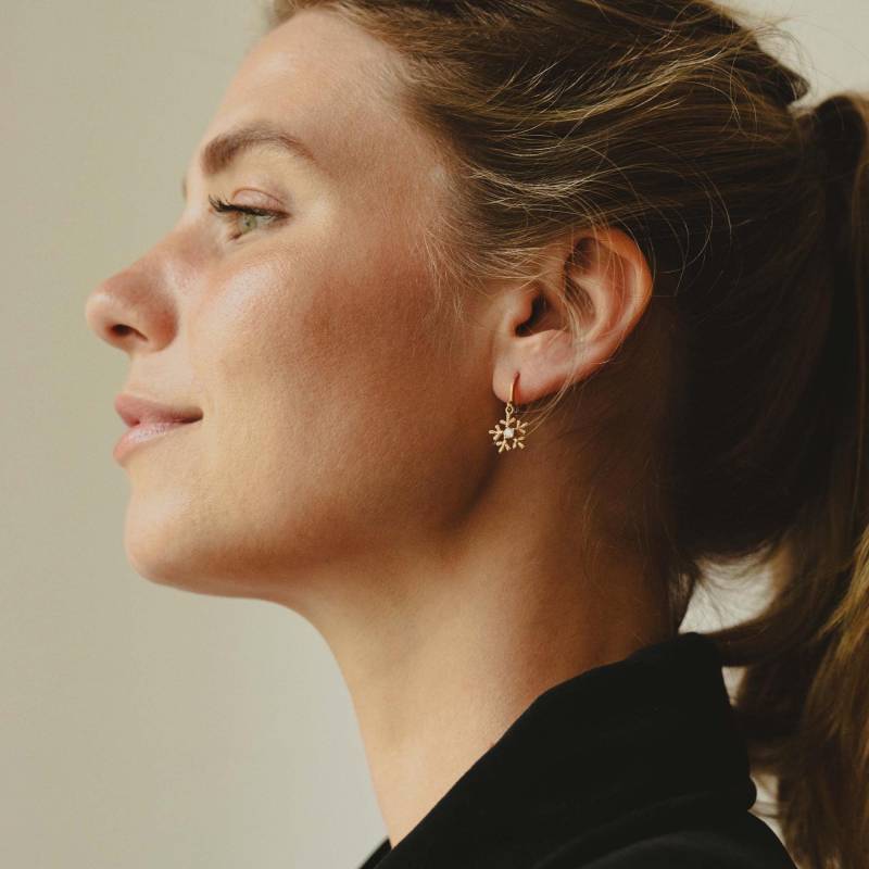 Schneeflocken Ohrringe Gold | Weihnachtsohrringe Funkelnde Weihnachtsgeschenk Für Frauen |Geschenke Weihnachten von SANOIA