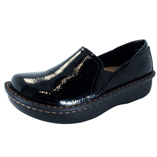 Sanosan Maria Comfort Slip-On Clogs, Black Crinkle, 37 EU von SANOSAN Foot Comfort