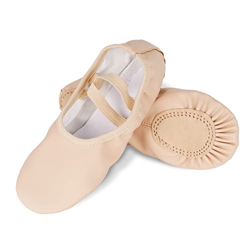 SANOTO Ballettschuhe Mädchen Balettschlappen Kinder Tanzschuhe Geteilte Ledersohle Gymnastikschuhe Yogaschuhe,Ballettschläppchen für Kinder (Größen 22) von SANOTO