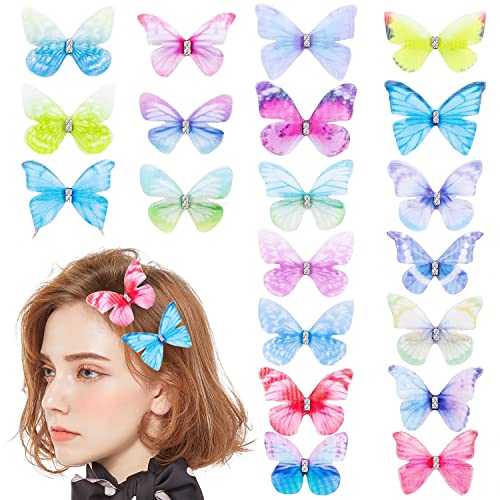 Schmetterling Haarspange Glitzer Haarspangen 20Stk 3D Snap Schmetterling-Haarclips accessoire für jugendliche Mädchen Damen Kinder haarschmuck von SANOU