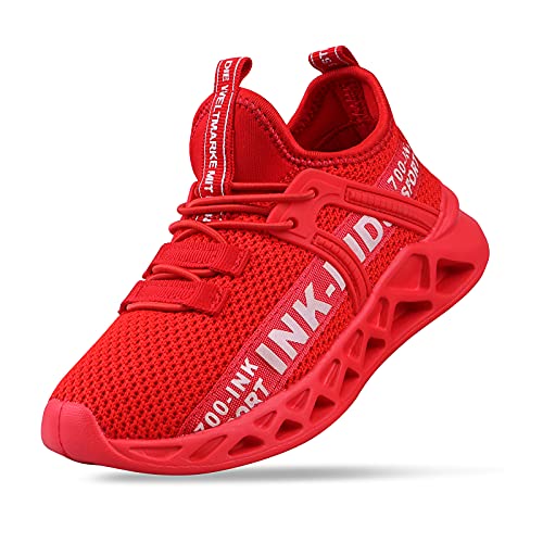 SANPON Turnschuhe Kinder Sportschuhe Jungen Laufschuhe Outdoor Sneakers Running StraßEnlaufschuhe Leicht Rot EU26 von SANPON