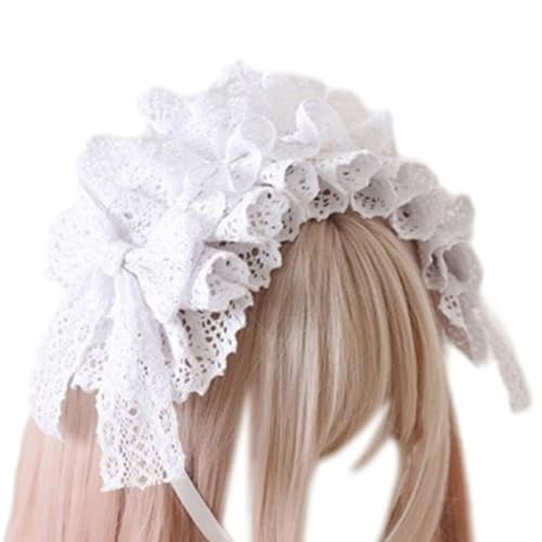 Elegantes Dienstmädchen-Haar-Accessoire, Gothic-Mädchen-Kopfschmuck, Schleife, gerüschte Kopfbedeckung, Party, Cosplay, Kostüm für Frauen und Mädchen, Dienstmädchen, Cosplay-Stirnbänder von SANRLO