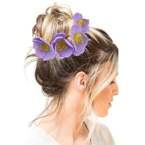 Elegantes Haargummi mit Blume, für Damen, Dutt, elastisch, Kopfbedeckung, Haarstyling-Werkzeug, elegantes Blumen-Haarband von SANRLO
