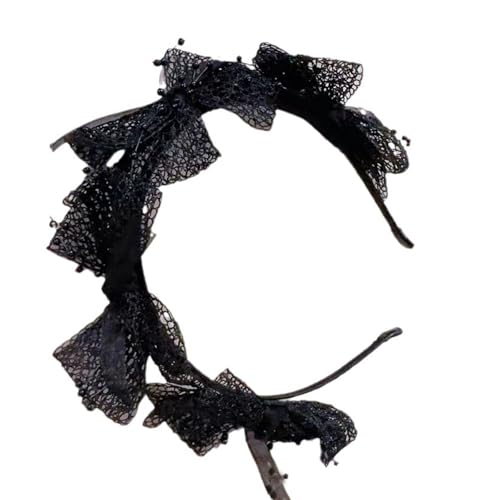 Elegantes Spitzenschleifen-Stirnband für Damen, modisches Perlenhaarteil, Haar-Accessoire für Abendgarderobe, Party und Cosplay von SANRLO