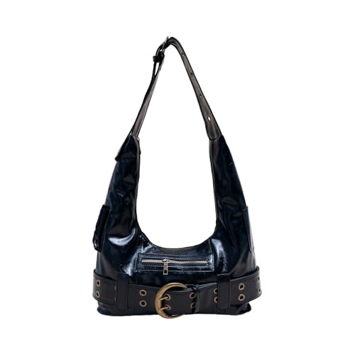 Evning Damen Geldbörse PU Schultertasche Schnallen Punk Nieten Designs Modische Unterarmtaschen für verschiedene Anlässe, Farbreferenzbild: von SANRLO