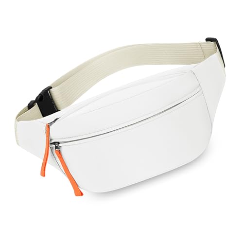 Gürteltasche für Damen und Herren, kleine Crossbody-Tasche mit verstellbarem Riemen, Hüfttasche, praktische Brusttasche, Hüfttasche, Farbe: Weiß von SANRLO