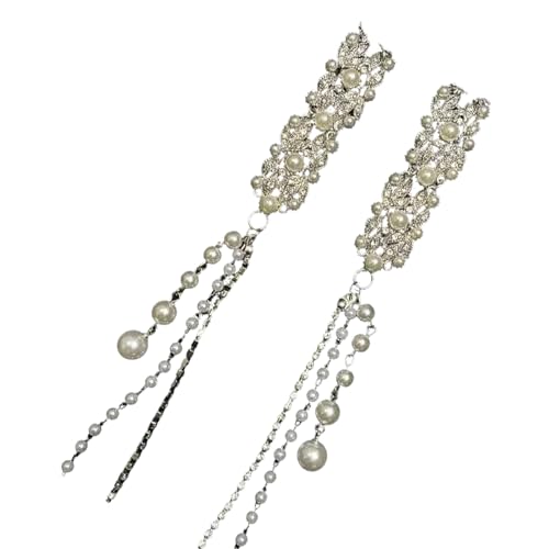 Haarspange aus Legierung und Perlen, mit Quasten, Strass und Perlen, Haarspange für Braut und Mode-Enthusiasten von SANRLO