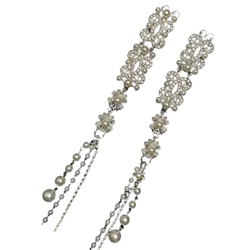 Haarspange aus Legierung und Perlen, mit Quasten, Strass und Perlen, Haarspange für Braut und Mode-Enthusiasten von SANRLO