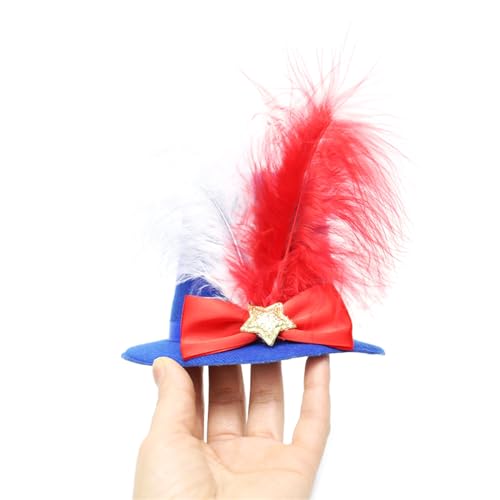 Julycostume Unisex-Haarspange für Kinder, Schleife, Juli-Kostüm, Zylinderhut für Haarnadel, Partyzubehör, Haarnadel, Zylinderhut, Glitzer, Haarschleife von SANRLO