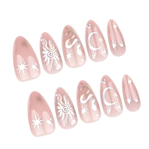 Künstliche Nägel zum Aufdrücken, für Damen, zum Aufdrücken, für Neujahr, in 12 Größen, glänzend, Acryl, zum Aufkleben, kurz, 24 Stück von SANRLO