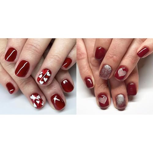 Nägel zum Aufdrücken, Mandelkleber, französische künstliche Nägel, Geschenke, für Frauen und Mädchen, 48 Stück von SANRLO