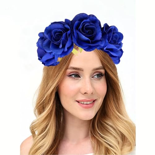Party-Stirnband für Braut, Stoff-Rosen-Blumen-Haarband, für Erwachsene, Damen, eleganter Kopfschmuck, Festival, Strand, Kopfbedeckung, Haardekoration, Blumenstirnband von SANRLO