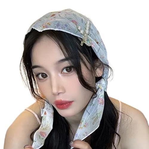 SANRLO Blumen Dreiecksschal Für Damen Polyester Kopftuch Atmungsaktive Kopfbedeckung Modisches Accessoire Für Den Alltag Und Auf Reisen von SANRLO