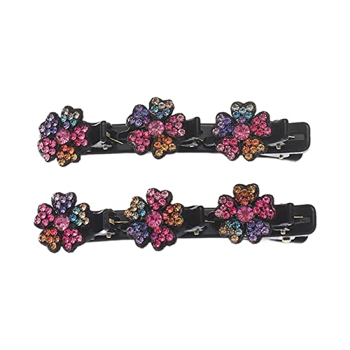 SANRLO Haarspangen, Stirnbänder, Haarschmuck für Damen, geflochtene Haarspange mit Strass, geflochtene Haarspange, mehrere Clips, Haarspange, Blumen-Haarspange, Haar-Styling von SANRLO