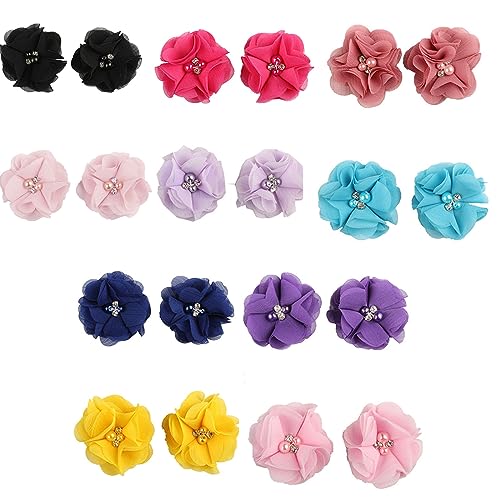 SANRLO Haarspangen, Stirnbänder, Haarschmuck für Damen, solide Chiffon-Blume mit Strasssteinen, Perlen, Pferdeschwanz, Krokodil-Haarspangen, Zubehör für Babys und Mädchen von SANRLO