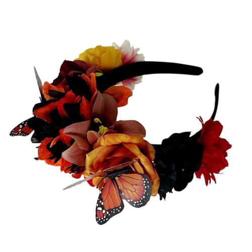 SANRLO Mexiko Festival Haarband Schmetterling Stirnband Cosplay Kostüm Kopfbedeckung Family Gathering Day Of The Death Hairhoop von SANRLO