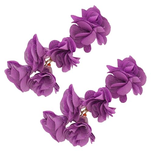 SANRLO Ohrringe, handgefertigt, florale Ohrringe, bunte Blumenohrringe, stilvolle Blumen, Tropfenohrschmuck, Schmuck für Frauen, 9 cm, Stoff von SANRLO