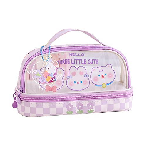 SANRLO R Federmäppchen, doppellagiges Federmäppchen, multifunktional, Organizer, Box, Make-up-Tasche, Büro, Uni, Schulbedarf, Geschenk für Mädchen und Jungen, Violett, 22.5*9.5*15cm, Taschen-Organizer von SANRLO