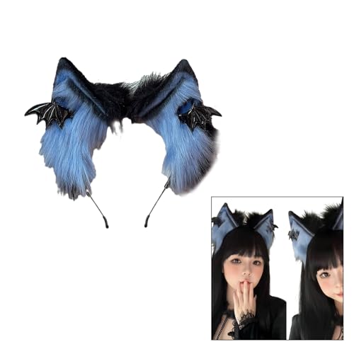 SANRLO Stirnbänder, Haar-Accessoires für Damen, Cosplay, Katzenohren-Haarband mit Mini-Fledermausflügel, für Damen, Teenager, Stirnband für Film-Enthusiasten, Anime-Themen-Versammlungen, Haarband von SANRLO