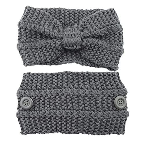 SANRLO Stirnbänder, Haar-Accessoires für Damen, Schleife, gestrickt, breites Stirnband, elastisch, geknotet, Turban mit Knöpfen, gehäkelte Haarbänder, Ohrwärmer, weich für Kopfwickel für Frauen von SANRLO