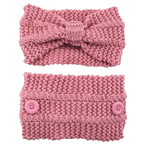 SANRLO Stirnbänder, Haar-Accessoires für Damen, Schleife, gestrickt, breites Stirnband, elastisch, geknotet, Turban mit Knöpfen, gehäkelte Haarbänder, Ohrwärmer, weich für Kopfwickel für Frauen von SANRLO