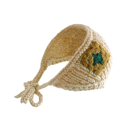 SANRLO Stirnbänder, Haar-Accessoires für Damen, gestrickte Blume, Dreiecks-Haarschal, Erwachsene, gehäkelt, Ohrenklappen, Hut, Blumenmuster, Haarband für Mädchen, Camping, Foto-Requisiten von SANRLO