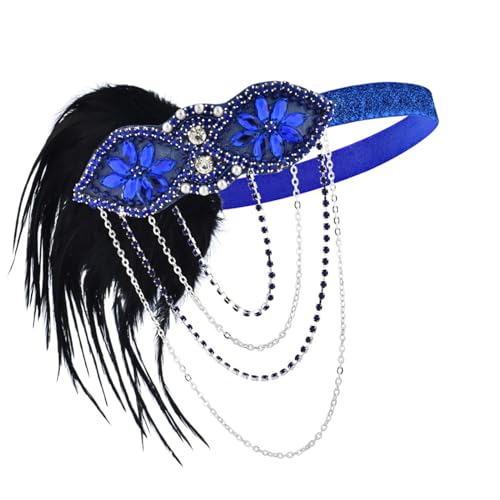 SANRLO Stirnbänder, Haarschmuck für Damen, 1920er-Jahre-Federn, Kopfschmuck, Flapper-Stirnband, brüllende 20er-Jahre, Vintage-Haarspange, Pailletten, Haarreif von SANRLO