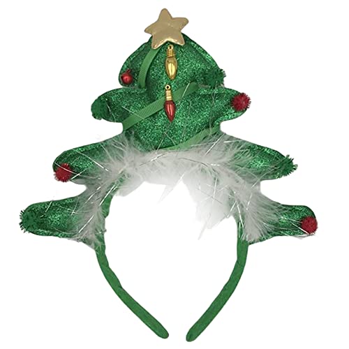 SANRLO Stirnbänder, Haarschmuck für Damen, Baum-Stirnbänder, Pailletten, Weihnachtsbaum, Haarband, Feder, Baum, Haarreif, Neujahr, Kopfschmuck, Foto-Requisiten von SANRLO