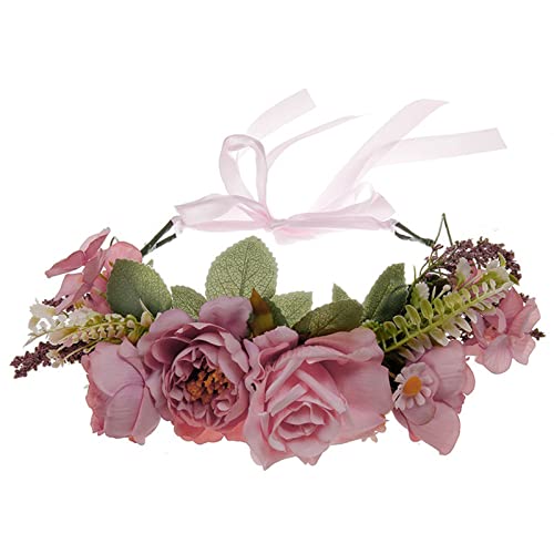 SANRLO Stirnbänder, Haarschmuck für Damen, Blumen-Haarband, Blumengirlande, Kopfschmuck, Brautblumen-Haarband, Bohemian-Blumenkrone, Hochzeit, Braut von SANRLO