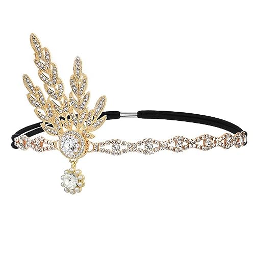 SANRLO Stirnbänder, Haarschmuck für Damen, Brautschmuck, Hochzeit, Party, Blatt-Stirnband, Strass, Haarband, Diadem, Krone, Kristalle, Kopfschmuck, Mädchen-Kopfschmuck, Haarschmuck von SANRLO