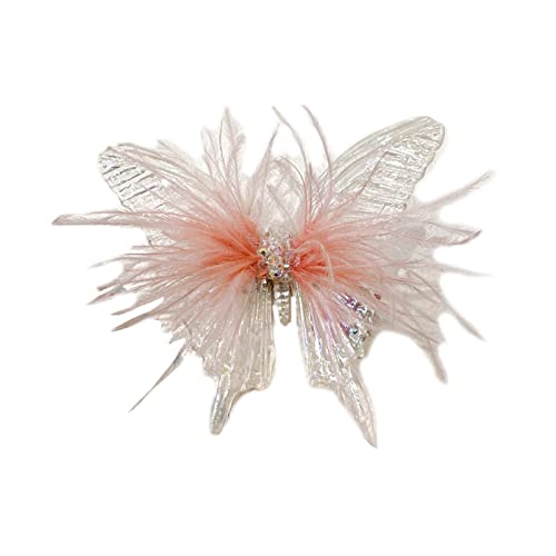 SANRLO Stirnbänder, Haarschmuck für Damen, Feder-Schmetterling, Haarspange, Schmetterlings-Haarnadeln, flauschige Feder-Haarspange für Damen, Entenschnabel-Clip von SANRLO