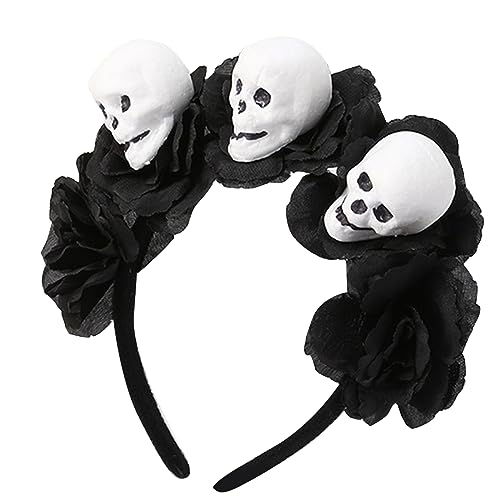 SANRLO Stirnbänder, Haarschmuck für Damen, Halloween, Totenkopf-Kopf, Stirnband, Haarreif, Blume, dekoratives Stirnband, Haarschmuck, perfekt für Damen von SANRLO