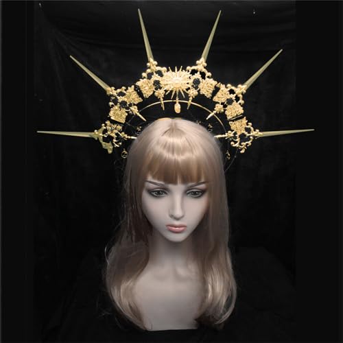 SANRLO Stirnbänder, Haarschmuck für Damen, HaloCrown-Stirnband, DIY-Set, VirginMary Kirche, Kostüm, Stirnband, Sonnengöttin, Haarband, weibliche Diademe, Kopfschmuck von SANRLO