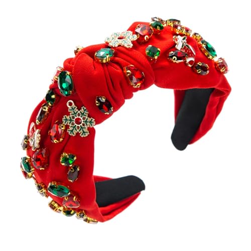 SANRLO Stirnbänder, Haarschmuck für Damen, Knoten, breite Krempe, Stirnbänder für Damen, Weihnachtshaarband mit Mini-Schneeflocken-Dekor, Mehrzweck-Haarband für Mädchen von SANRLO