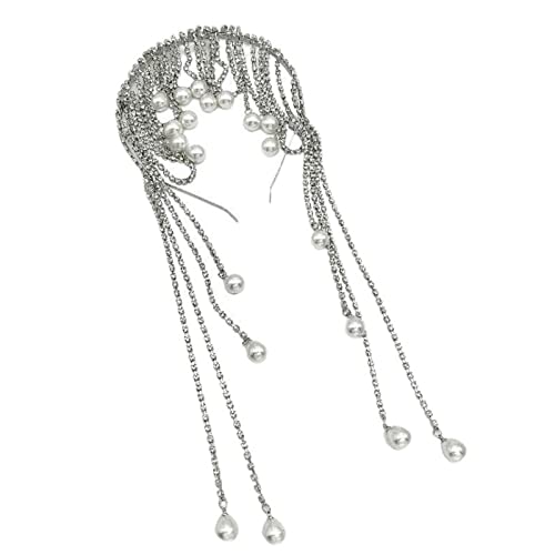 SANRLO Stirnbänder, Haarschmuck für Damen, Perlen für Strass, glänzend, leicht, luxuriös, handgefertigt, dünne Haarreifen mit Strass, B von SANRLO
