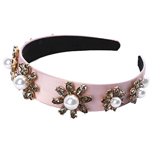 SANRLO Stirnbänder, Haarschmuck für Damen, Retro-Blumenmuster, breites Haarband für Damen, Perlenlegierung, Haarreif für Mädchen von SANRLO