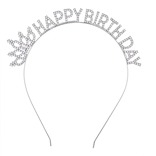 SANRLO Stirnbänder, Haarschmuck für Damen, Strasssteine, "Happy Birthday", Haar-Accessoires, Erwachsene, Teenager, Feier, Party, Haarband, glänzende Stirnbänder, bunte Haarreifen von SANRLO