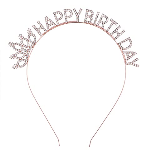 SANRLO Stirnbänder, Haarschmuck für Damen, Strasssteine, "Happy Birthday", Haar-Accessoires, Erwachsene, Teenager, Feier, Party, Haarband, glänzende Stirnbänder, bunte Haarreifen von SANRLO
