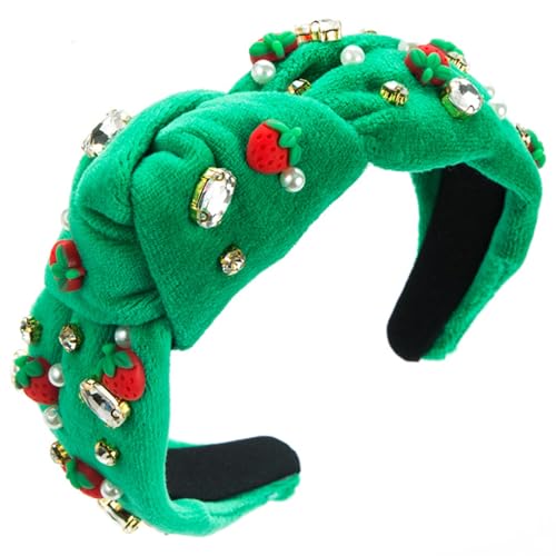 SANRLO Stirnbänder, Haarschmuck für Damen, Weihnachts-Samt-Stirnband, ästhetischer Strass-Charm, festlicher Kopfschmuck, lässiger Haarband, französischer Stil von SANRLO